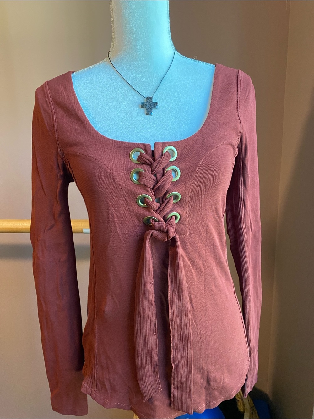 Free People lace top- Rust M